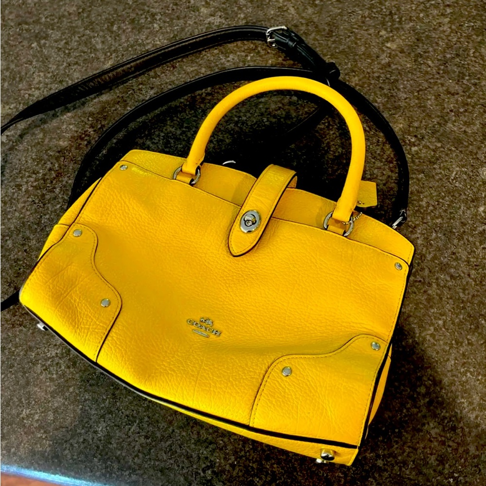 Coach Mercer 24 leather handbag f37779 yellow